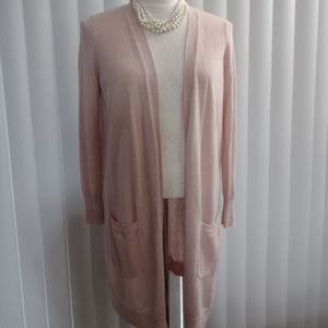 Halogen sz S petite light weight dusty rose V-neck cardigan in linen/viscose